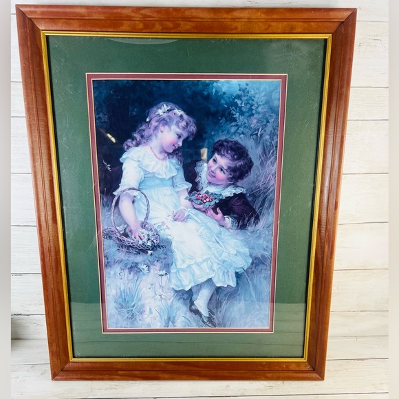 Vintage Art Print Framed Sweethearts by Frederick Morgan victorian children, - Picture 5 of 9
